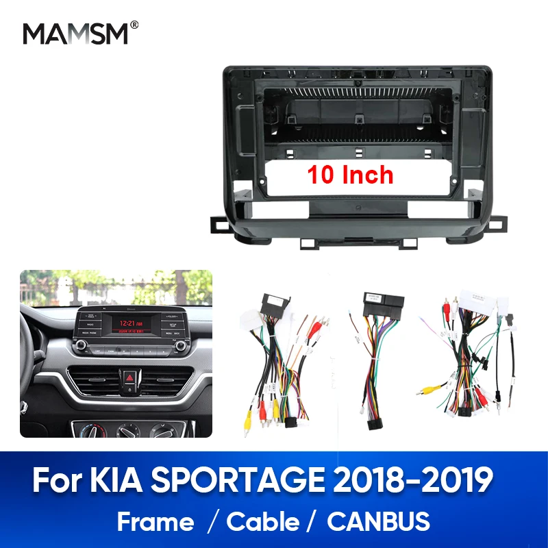 MAMSM For KIA SPORTAGE 2018-2019 Car DVD Frame Dash Trim Kits Radio Player Stereo Center Console Holder Panel Cable Harness