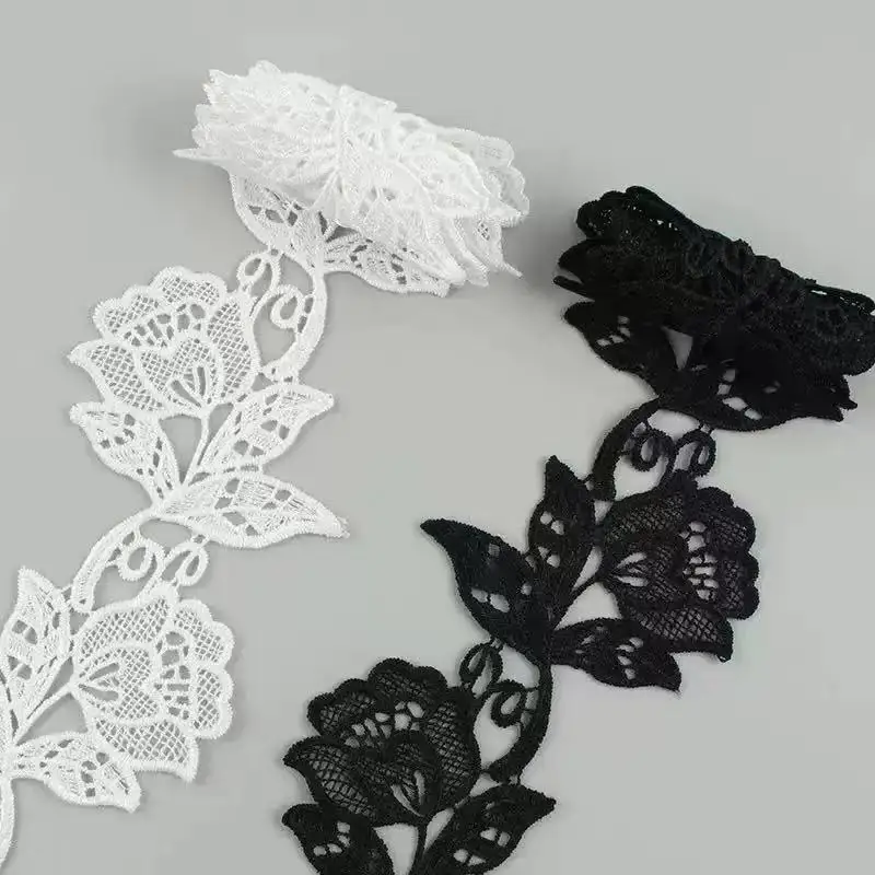 1yds high quality water Embroidery Rose Flower lace handmade DIY pocket collar felt picture frame decorative f