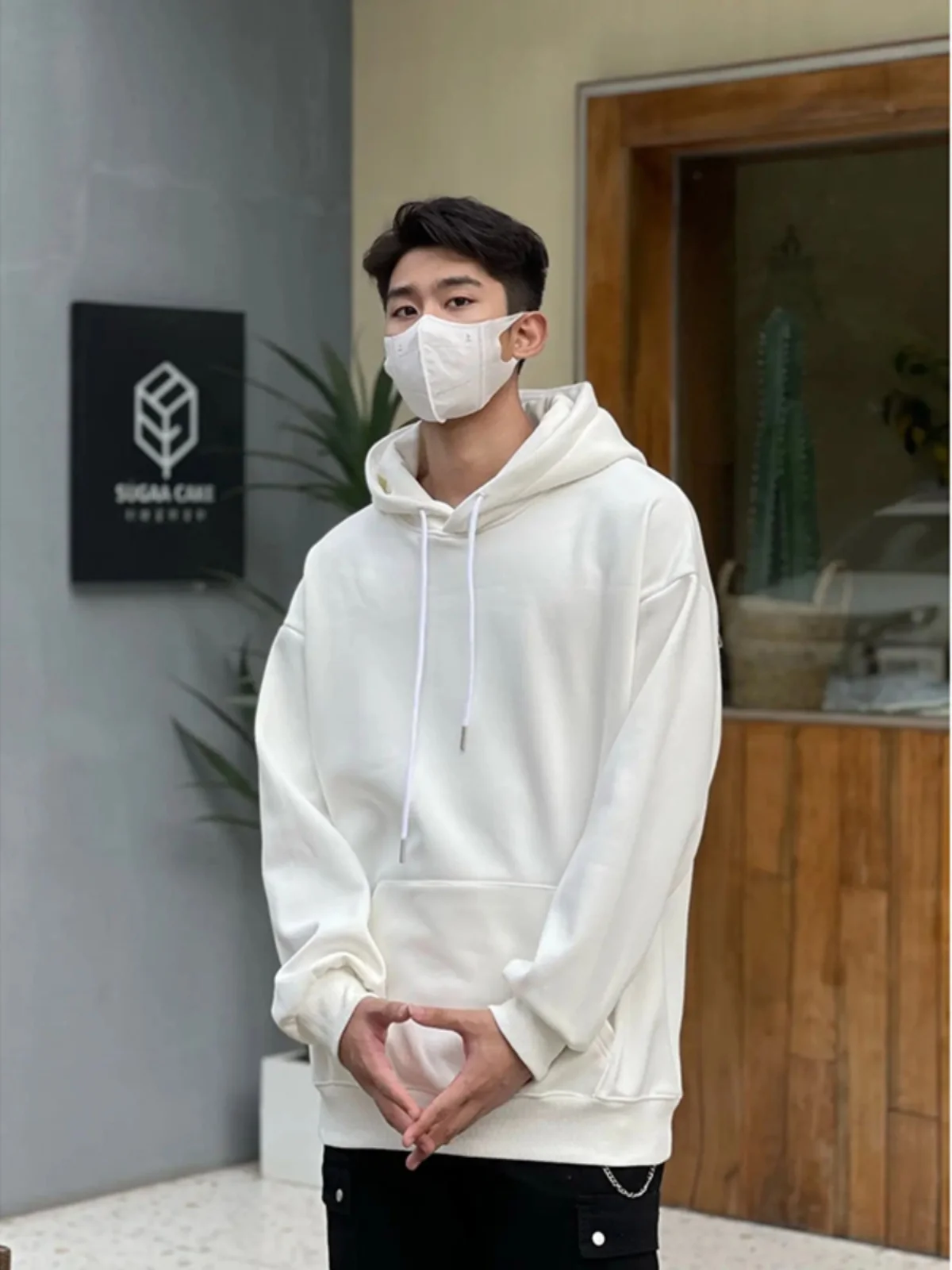 

Белая мужская толстовка с капюшоном Clean Cut, весенняя, в американском уличном стиле, свободного кроя, плотная, стильная, уличная одежда