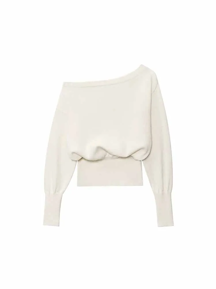 

European and American style women's clothing new fashion trend casual shoulder loose slim one shoulder bottoming sweater