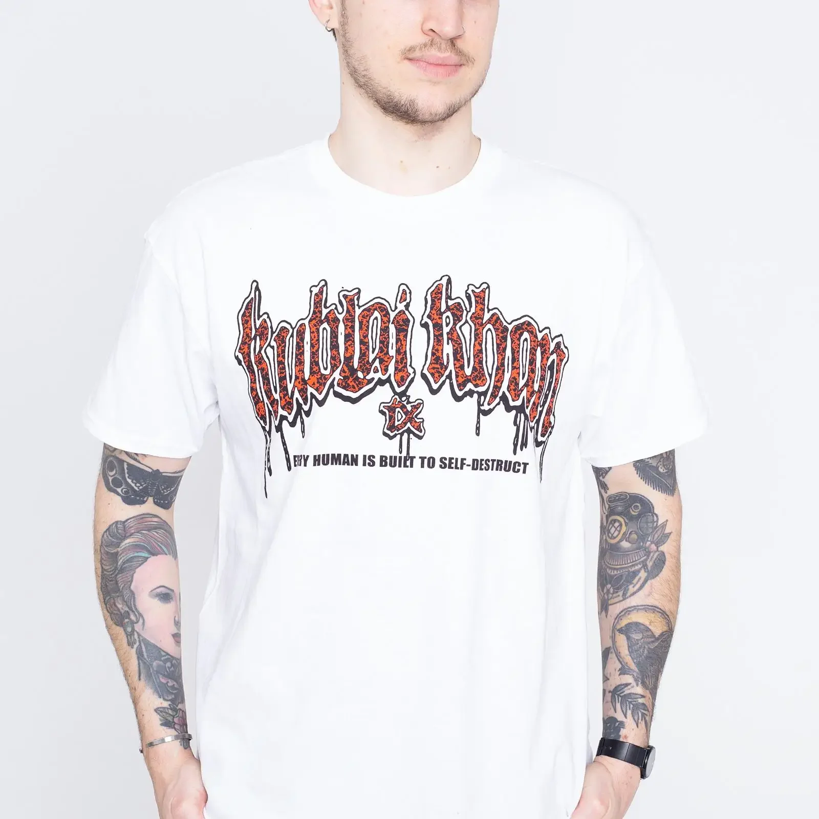Kublai Khan Totality White T Shirt Men Image vintage Washed Casual Comfortable Versatile designer clothes Top For Everyday Wear