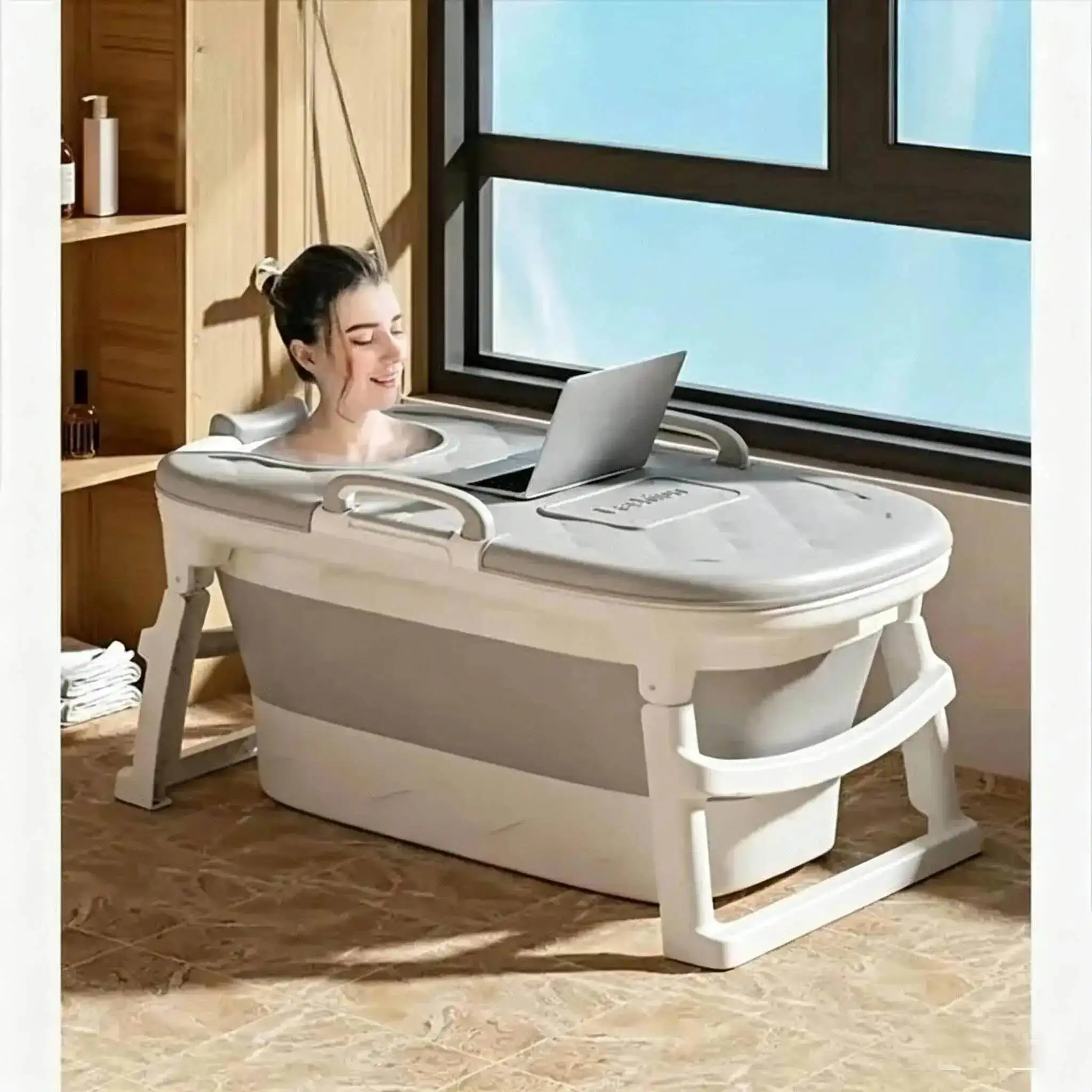 Multi-functional Bathtub for Home Full-body Steam Function Bathtubs with Lid Modern Creative Household Plastic Tubs for Adults