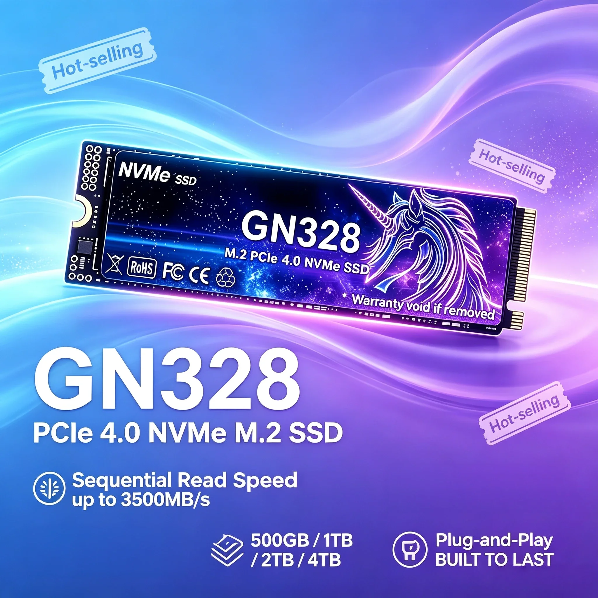 GN328 M.2 NVMe PCIe4 SSD 500GB 1TB 2TB 4TB Internal Solid State Drive Gaming Office PC Laptop High Speed Gen4 3500MB/s