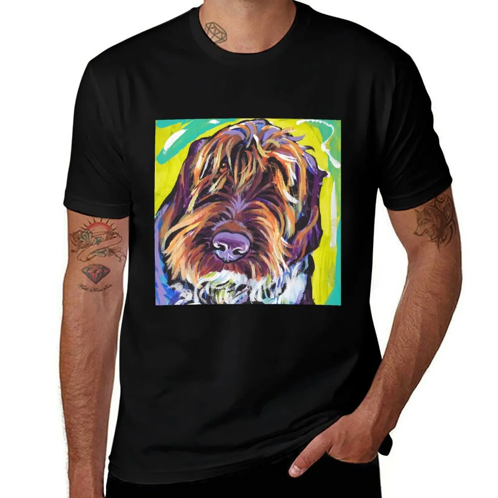 Футболка Spinone Italiano с ярким красочным принтом собаки, быстросохнущая, для тренировок, с коротким рукавом.