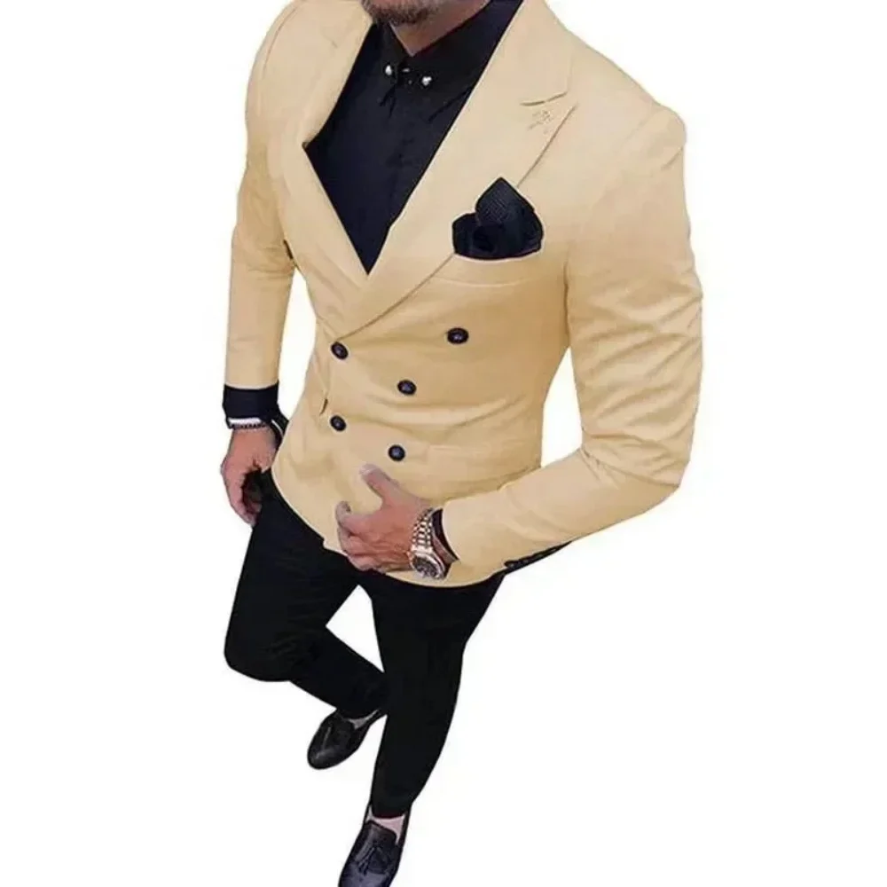 Masculino De Alta Qualidade، Lapela Repicada، Blazer De Negócios، Calças، 2 Peças، Vestidos De Casamento، Slim Fit، Smoking، Fes #3