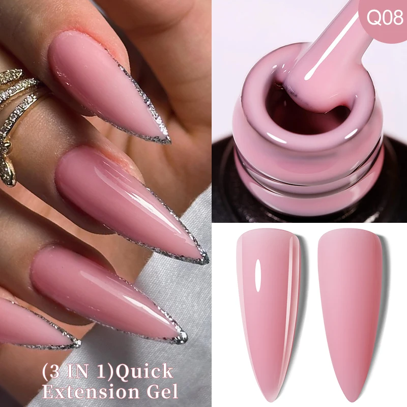 LILYCUTE 7ML Rose Red Quick Extension Gel Nail Polish 3 IN 1Spring Summer Pink Finger Prolong Soak Off Nail Art Construction Gel