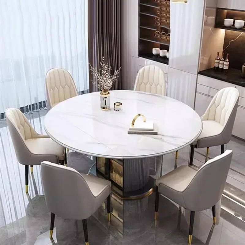 Tavolo da pranzo rotondo da soggiorno Tavolo da pranzo allungabile di lusso dal design rilassante Tavolo da pranzo pieghevole impermeabile Mesa Comedor Mobili da cucina