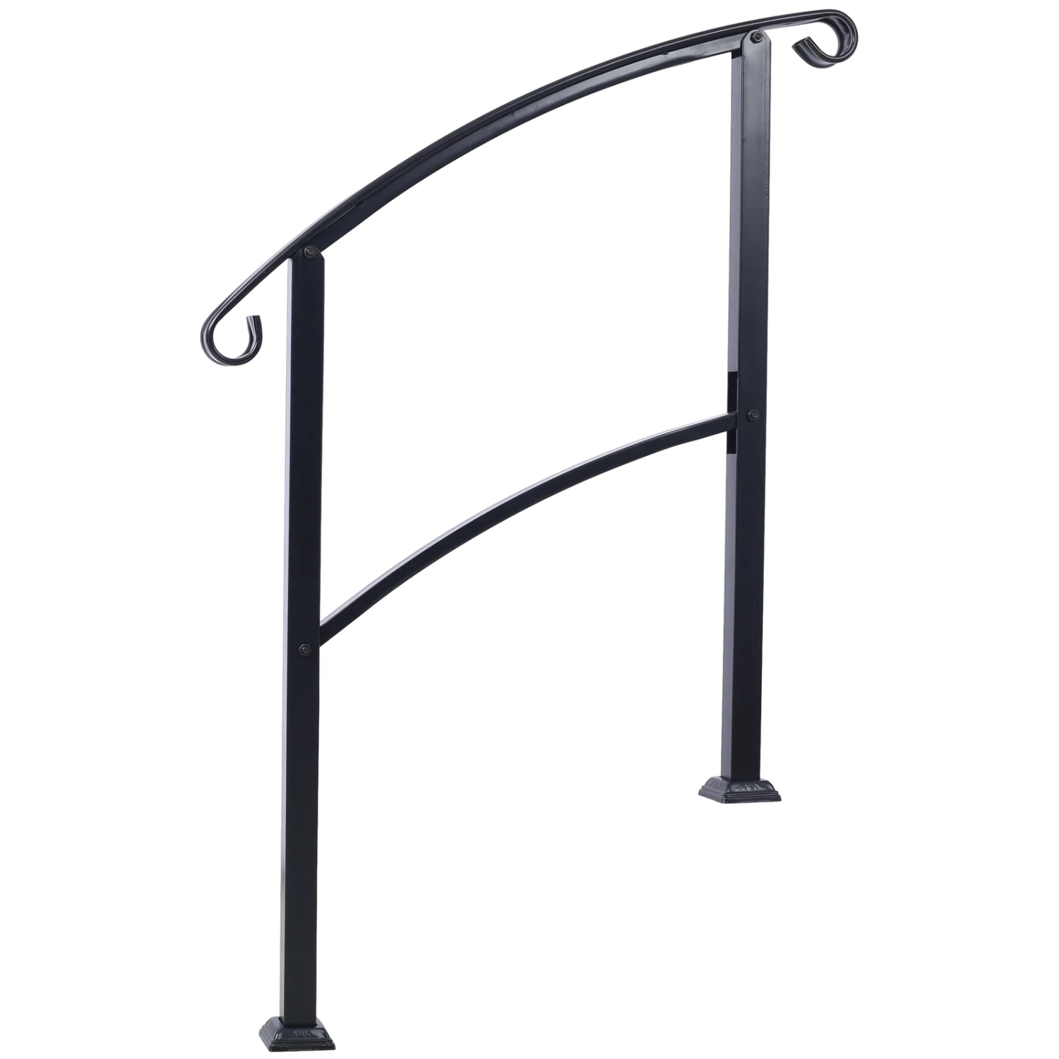 

Outdoor Steps Handrails, White Wrought Iron Railing for 1-3 Steps, Flexible Front Porch Rail