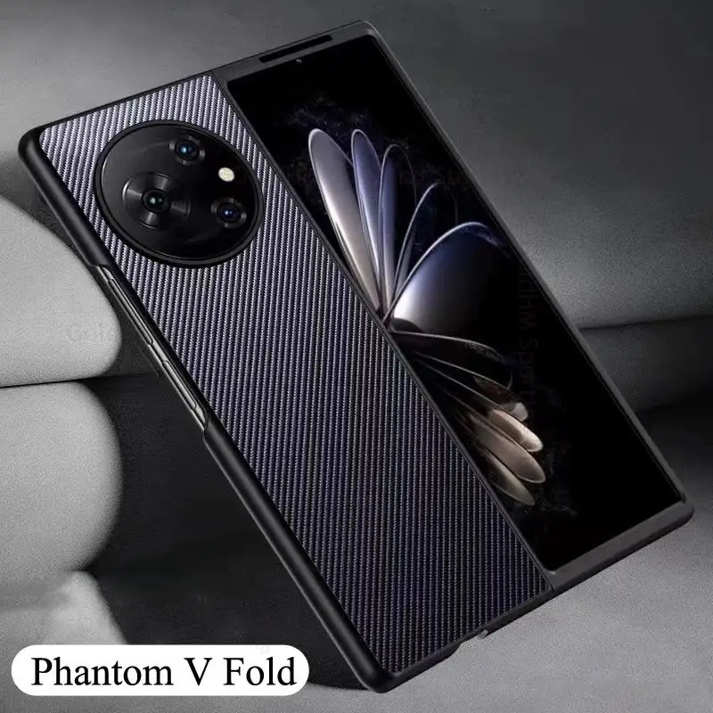 For Tecno Phantom V Fold 5G Capa Carbon Fiber Shockproof Phone Case Funda For Phantom V Fold Hard PC Protection Flip Cover Coque