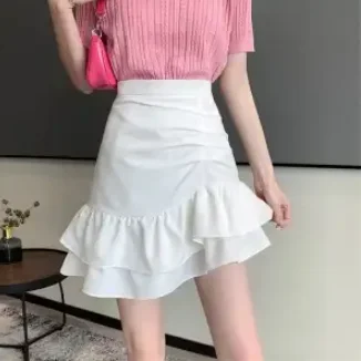 

Y2K Skirt Women's High Waist Fashion A-Line Skirt Street Style Summer New Slimming Black Hip Wrap Sexy Mini Skirts for Women