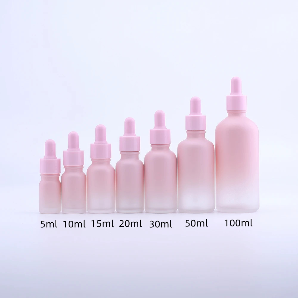 

300pcs 10ml 15ml 20ml 30ml 50ml 100ml Reagent Eye Dropper Drop Pink Glass Aromatherapy Liquid Pipette Bottle Refillable Bottles