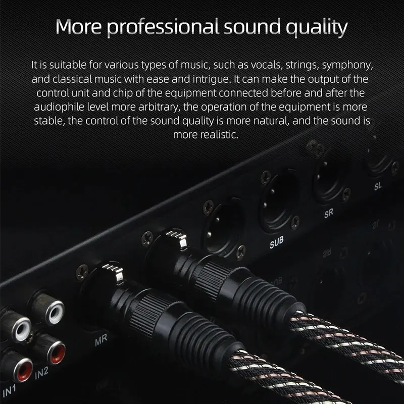 YYAUDIO Kabel audio Hifi 2XLR Hi-End 4N OFC 3-pinowy XLR męski na żeński przewód audio do miksera mikrofonowego