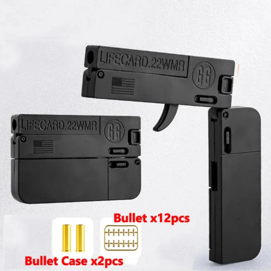 LifeCard Folding Toy Pistol Handgun Toy Card Gun With Soft Bullets Alloy Shooting Model Adults Children Boys Birthday Gifts