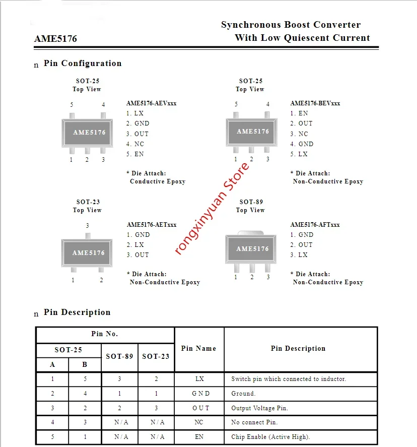 10 unids/lote AME5176-BEV330 3,3 V SOT23-5 AME5176 AME5176BEV330 convertidor de impulso síncrono 100% nuevo original