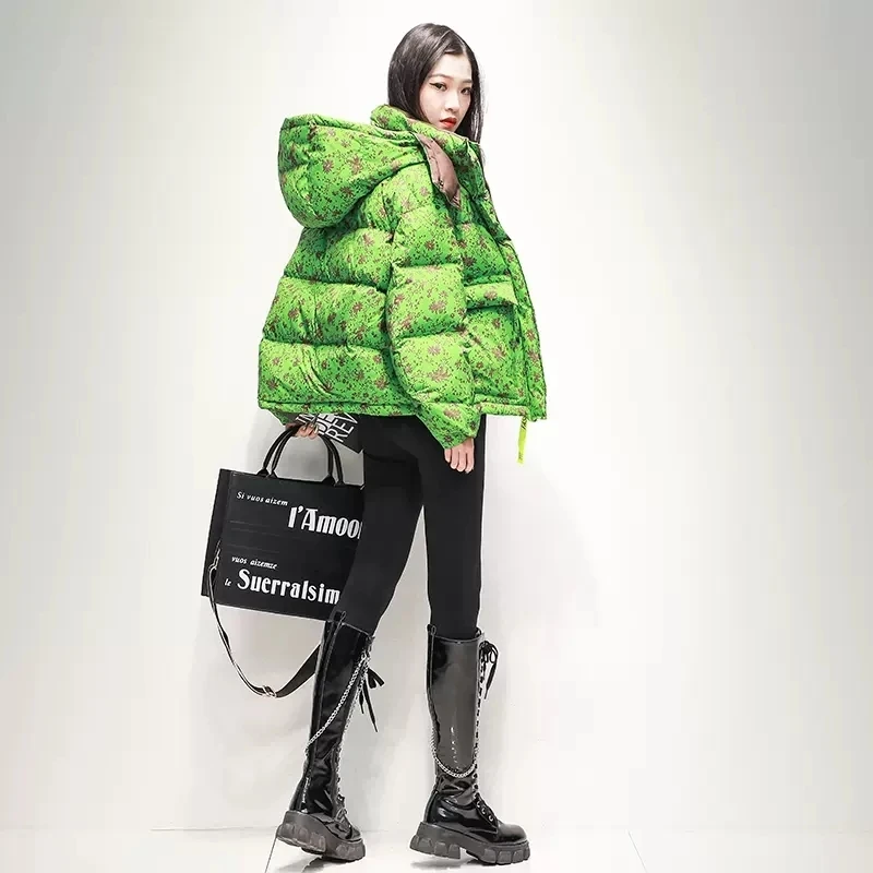 Down jacket Women\'s short 2023 New fashion high-end hooded bread Puffer jacket winter Overcoat