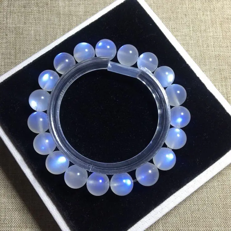 Imagem -02 - Ice Blue Moonstone Pulseira para Mulheres Cordão de Mão Creme Azul Claro Forte Joias de Luxo Sri Lanka 8a Natural