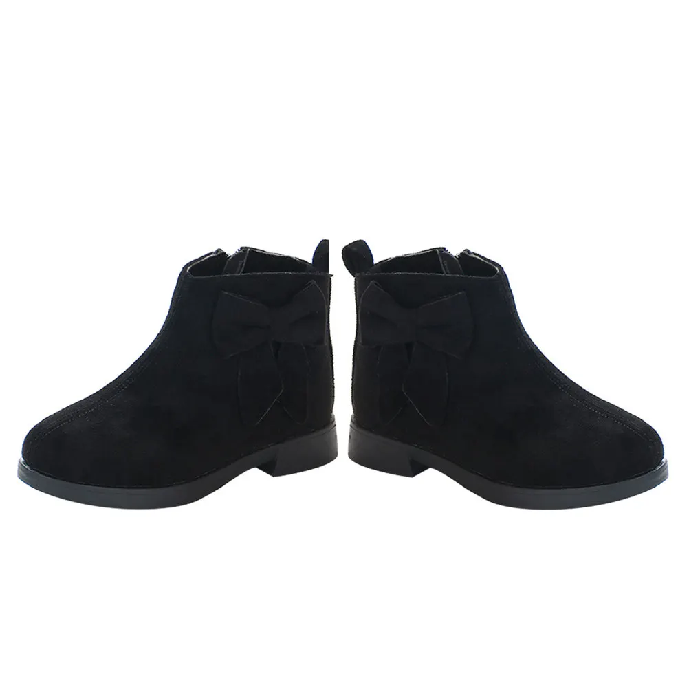 

1 Pair Girls Bowknot Ankle Short Boots Children Winter Warm Shoes Casual Kids Booties Girls Booties Kids Short Boots