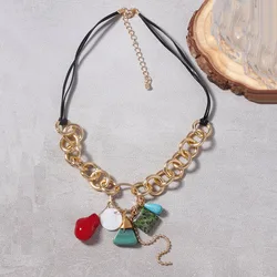 ZAA Jewelry Necklace 2024 Colorful Irregular Resin Beads Pendant for Women High Quality Vintage Ethnic Neck Accessories Gifts