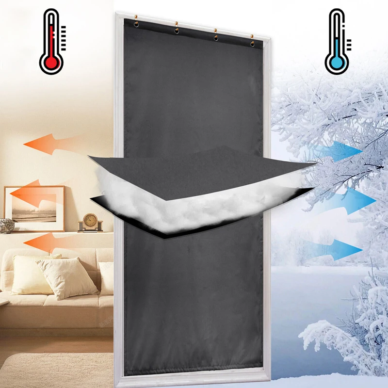 

Waterproof Self-adhesive Heavy Duty Quilted Thickened Blackout Door Curtain Cotton Insulated Windproof Warmth Cold-proof Curtain