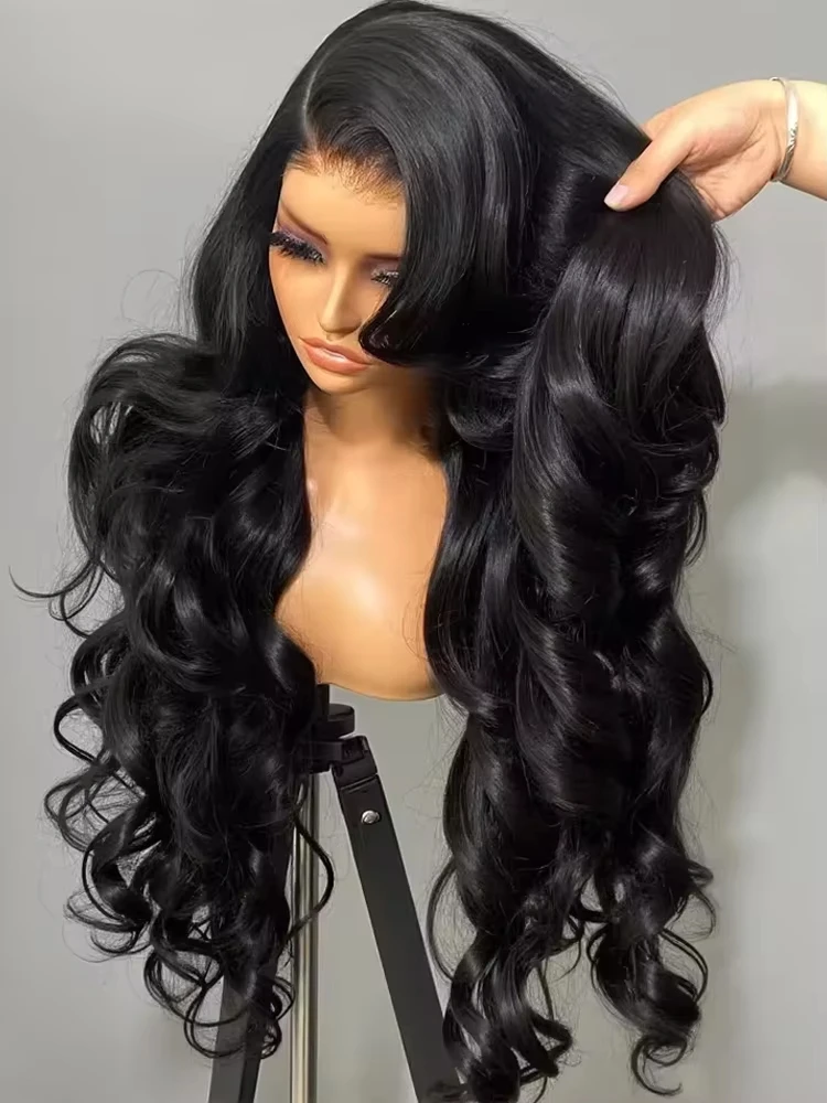 

Парик из натуральных волос Body Wave, 200% плотность, 13x4, бразильские волосы, 42 дюйма, 13x6 HD прозрачный кружевной фронтальный парик для чернокожих женщин, предварительно прорезанный.