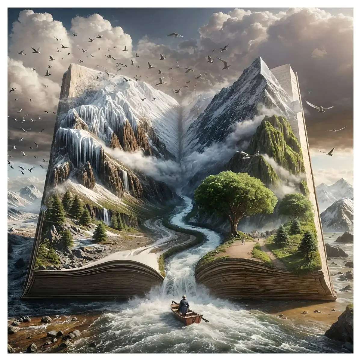 Горы и реки в книге, набор для вышивки крестом «сделай сам», 11CT/14CT, вышивка, украшение для стены, подвесная картина