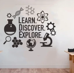 1 pc Learn Discover Explore for earth explore instrument Wall Stickers Self Adhesive Art Wallpaper for school or home decor