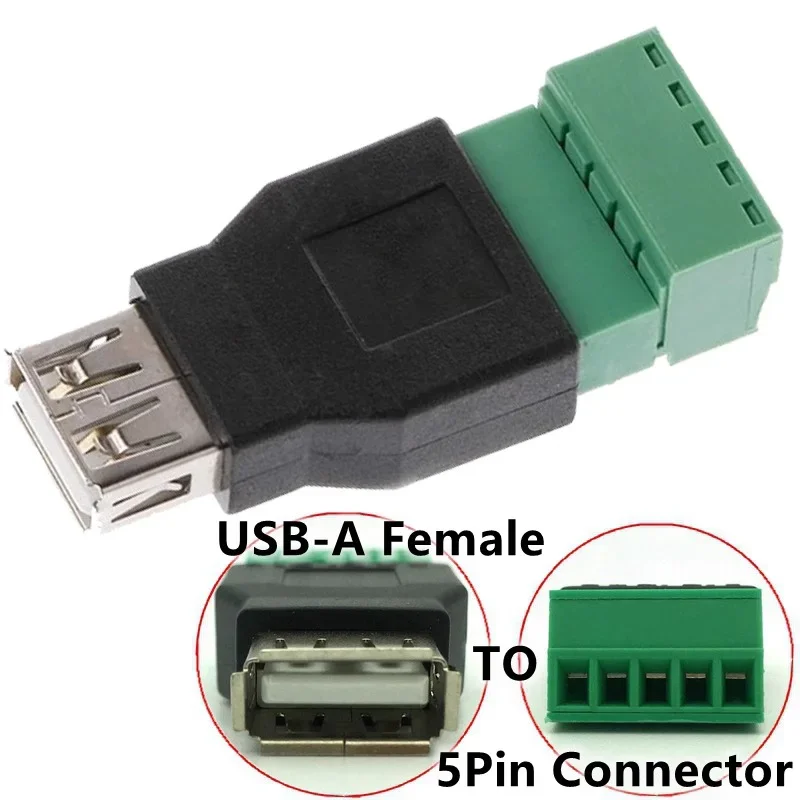 5/20/100PCS USB 2.0 Type A Male/Female to 5 Pin Screw Connector No Soldering USB Jack USB2.0 to Screw Terminal Plug Adapter