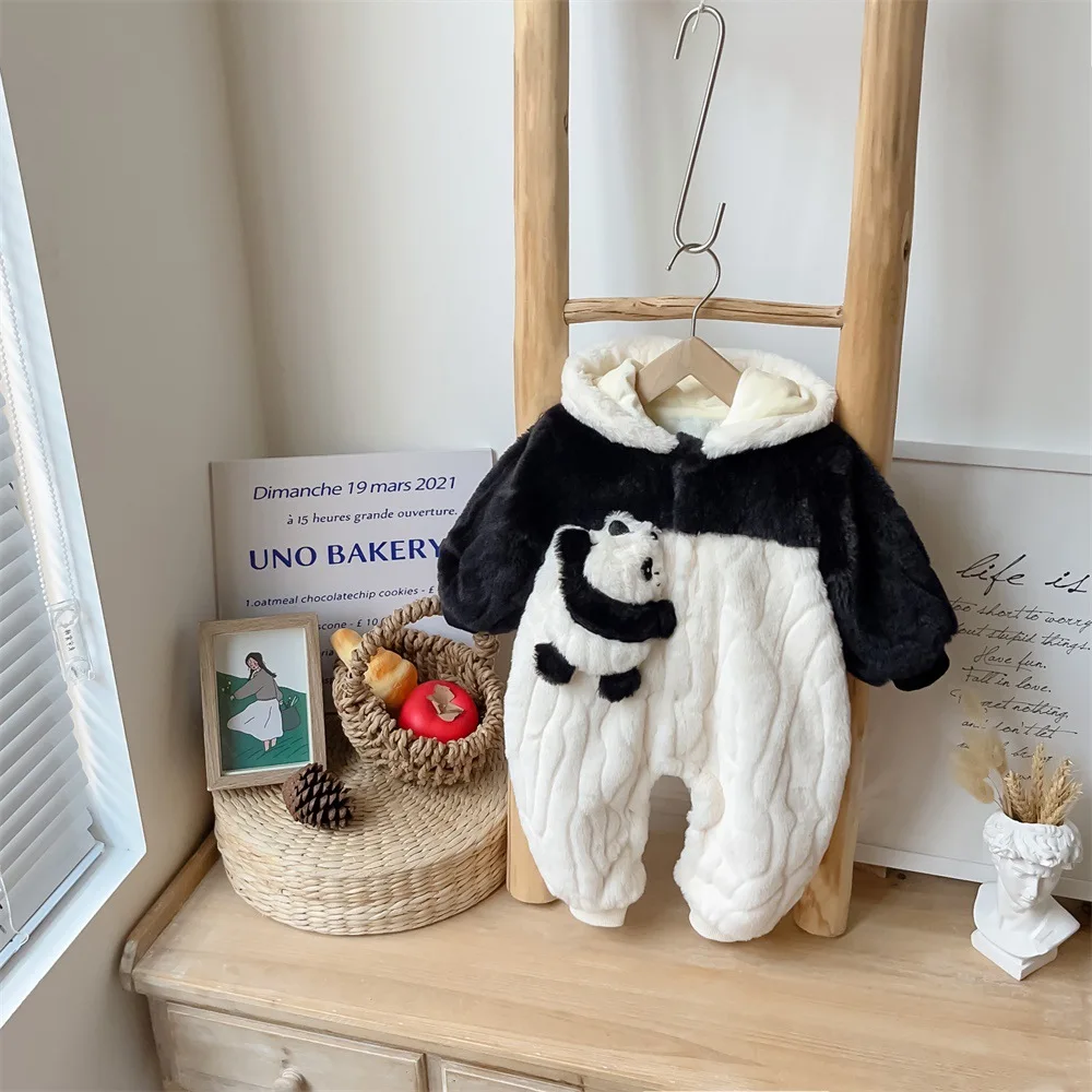 Panda Plush Rompers Autumn and Winter Fashion New Collection with Thick Velvet for Warmth Cute and Fashionable Rompers