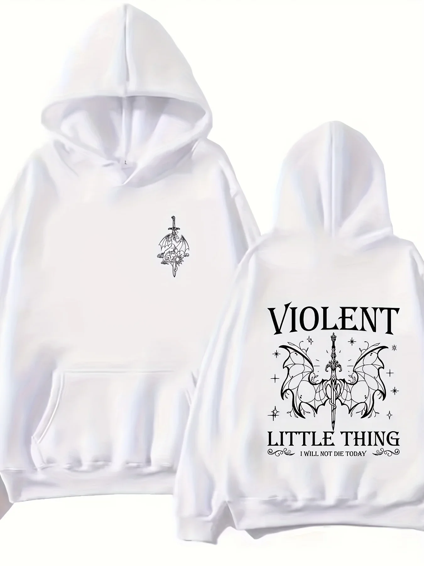 Fantasy Hoodie Unisex Violent Sword Wings Dragon Bookish Celestial Stars Quote Trendy Oversized Sport Sweatshirts