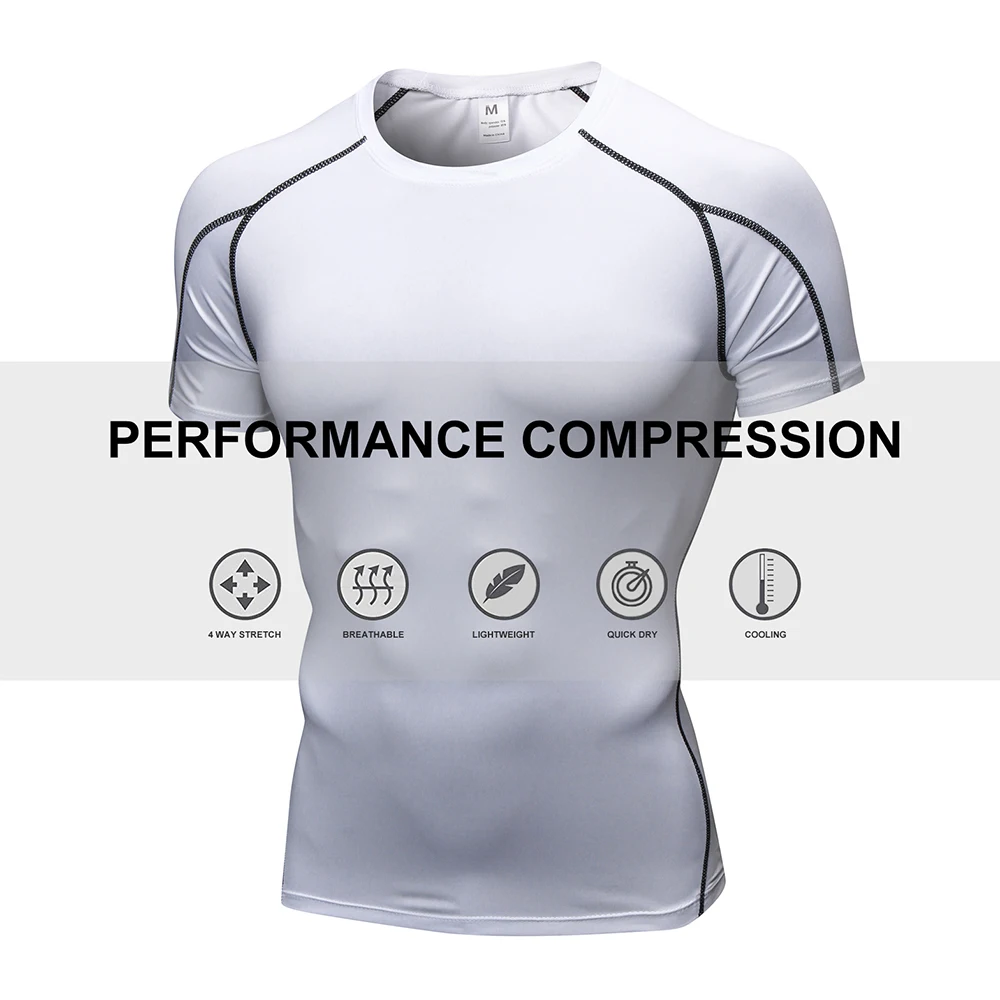 Compression Shirts Men Short Sleeve Quick Dry Sports Undershirt Gym Workout Base Layer T Shirt for Men Running Athletic Tights