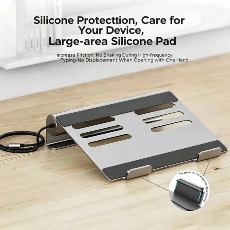 DT23 USB C Docking Station 11 in 1 with Laptop Stand, 4K@60Hz Ethernet PD 3.0 USB A Hub for Laptop, Gray Aluminum Alloy