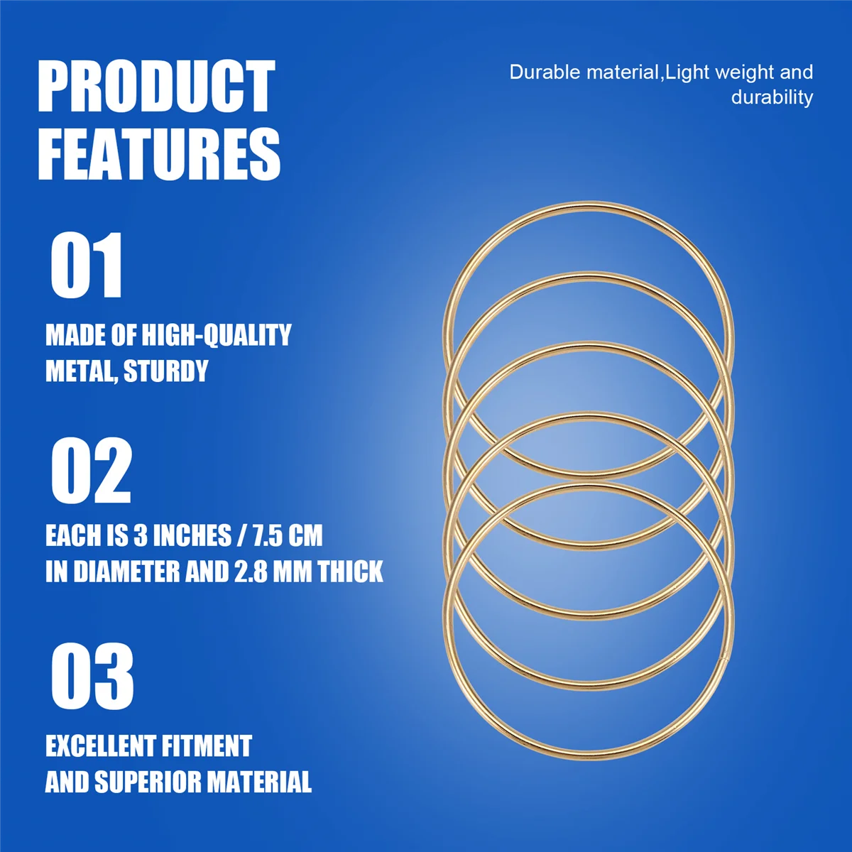 ABLJ 10 Pack 3 Inch Gold Dream Catcher Metal Rings Hoops Macrame Ring for Dreamcatchers and Crafts