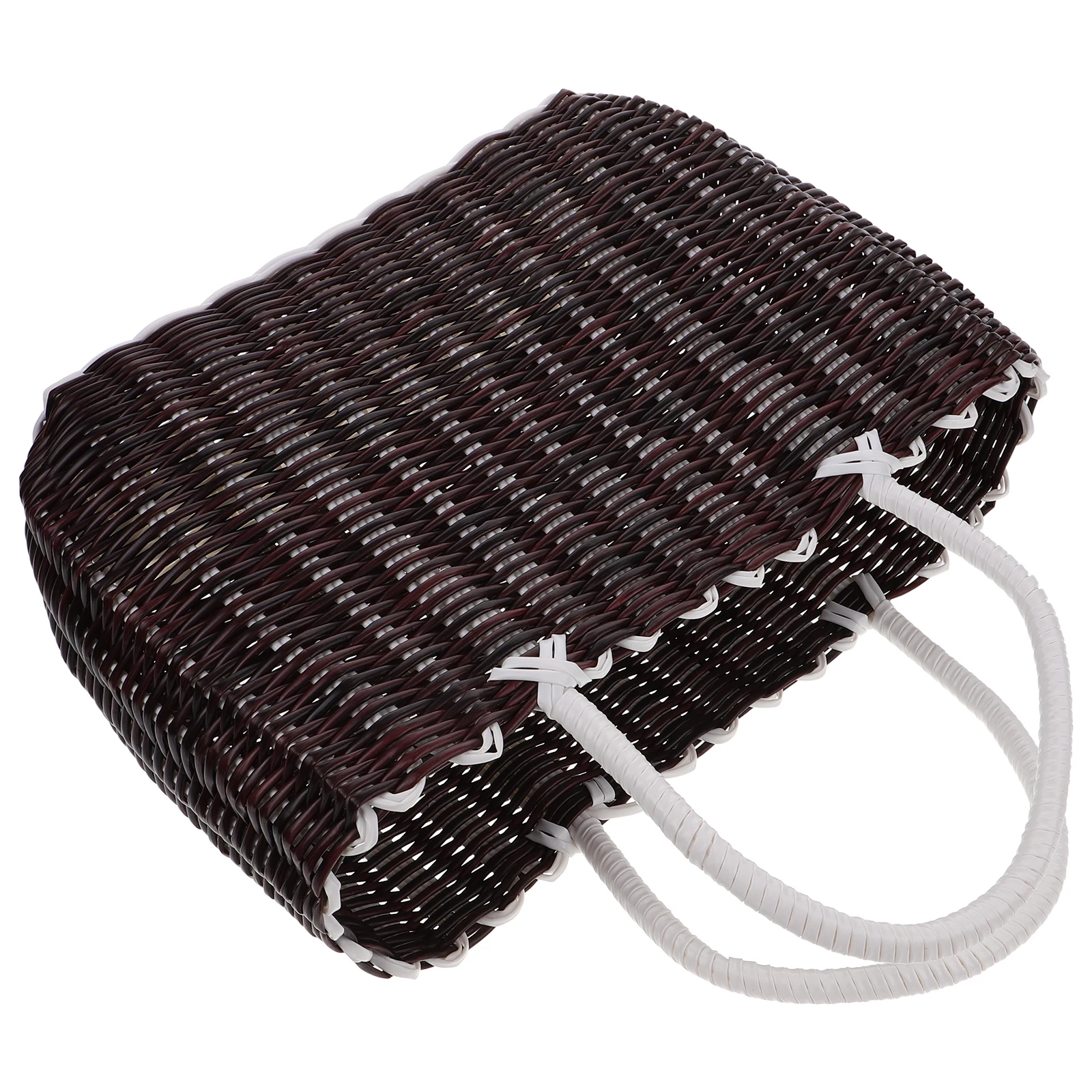 

Large Capacity Wicker Storage Multi-Purpose Vegetable Organizer Garden Picnic Bag Brown Lightweight Foldable Kitchen Bedroom
