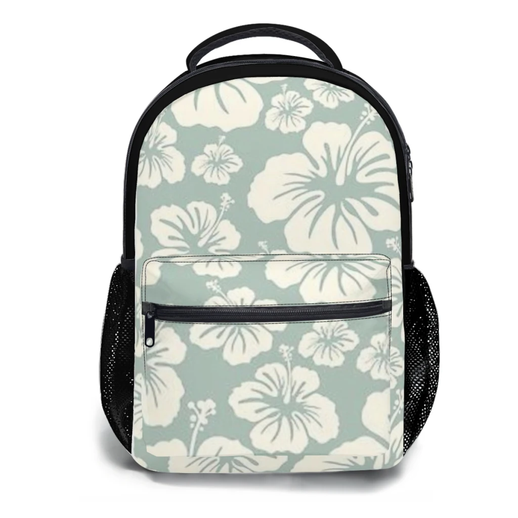 

Sage green hibiscus tropical aloha Hawaii coconut girl aesthetic Schoolbag For kids Large Capacity Student Backpack 17inch