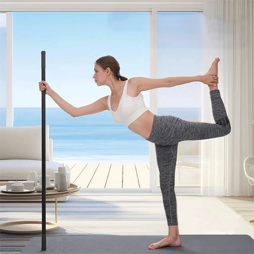 عصا اليوغا 5 أقدام تمتد عصا تمتد قابل للتعديل مع مقبض غير قابل للانزلاق عصا التنقل للتوازن والمرونة