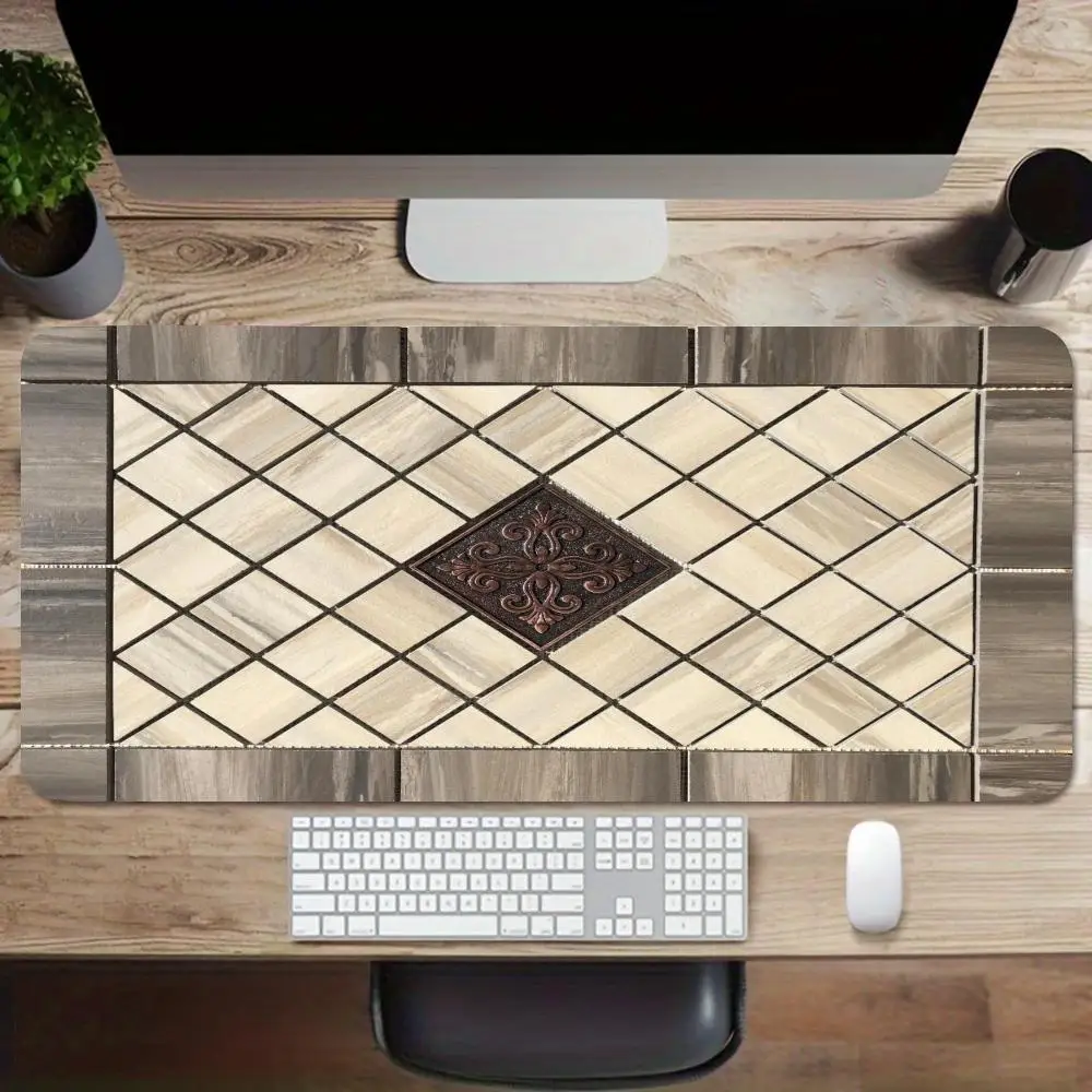 Table Mat European Retro Marble Mosaic Tile Pattern Games Laptop Office Desktop Bedroom Learning Mat Anti Slip mat