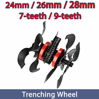24mm 26mm 28mm Trenching Wheel 9-teeth Deep Tillage Furrowing Wheel Home Hoeing Loosening Wheel Mower Accessories