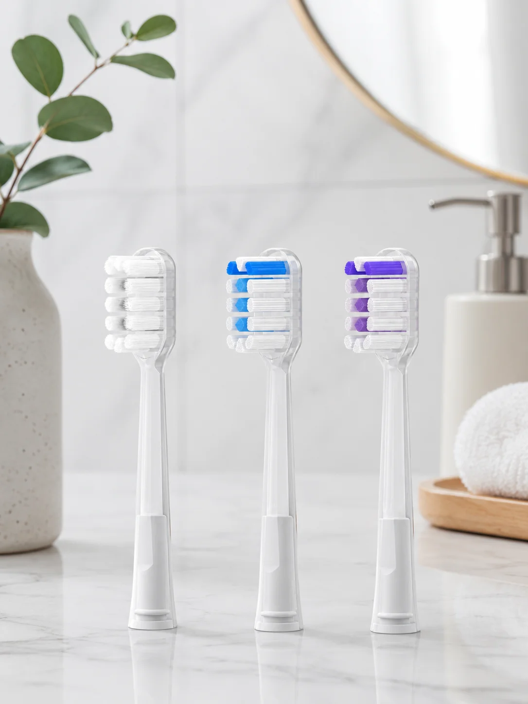 Ersatzbürstenköpfe kompatibel mit der Laifen Elektrischen Zahnbürste LFTB01-P, stoßdämpfende, zahnpflegende, umwickelte Bürstenkopf-Ersatzteile. – Detail 2
