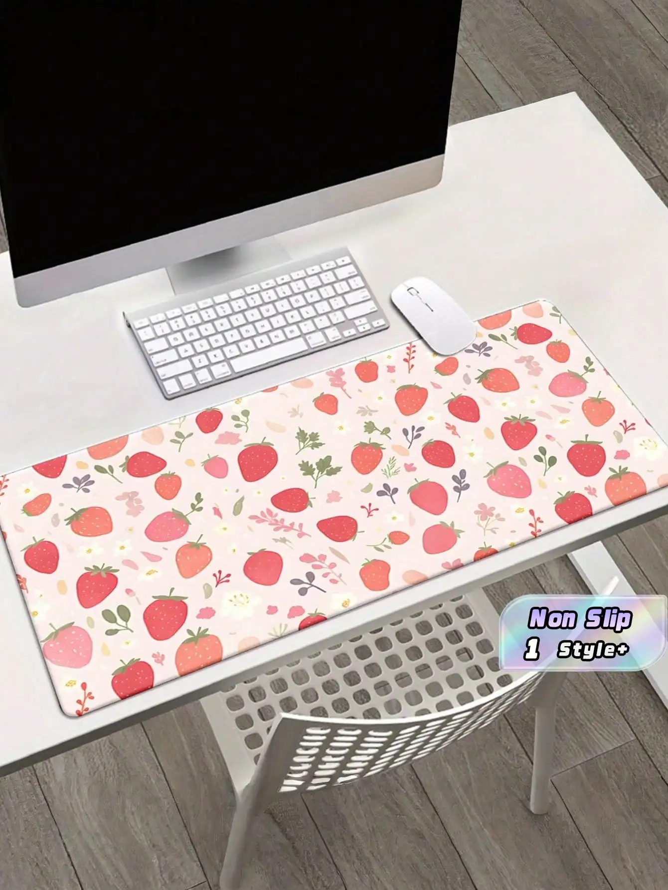 1PC Large Polyester Rubber NonSlip Smooth Durable Waterproof Washable Strawberry Pattern Cute Mouse Pad Desk Mat For Office Home Gaming Laptop Computer Keyboard