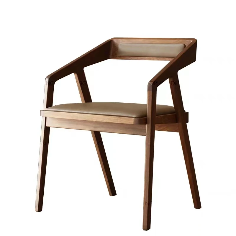 

/Italian light luxury solid wood frame armrest back leather commercial restaurant restaurant chair