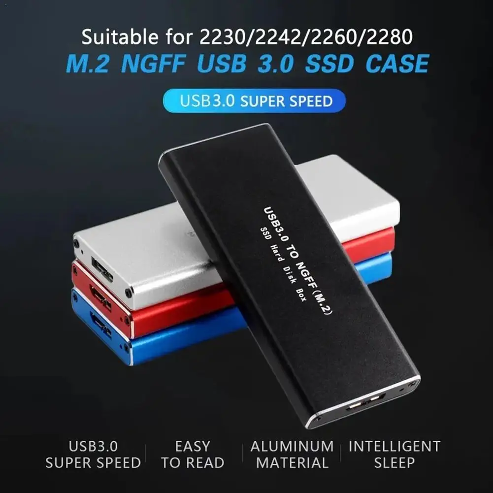 NGFF 외부 M.2 솔리드 스테이트 SSD 하드 드라이브, 금속 방열 박스, 2TBMax, 윈도우, 맥, 리눅스용, USB3.0