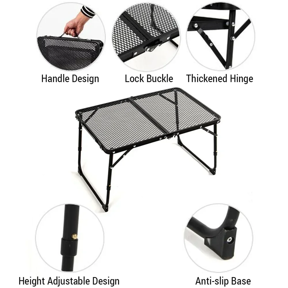 Outdoor Camping Folding Table Picnic Table Foldable Beach Mesh Top Table Camping for Picnic Travel