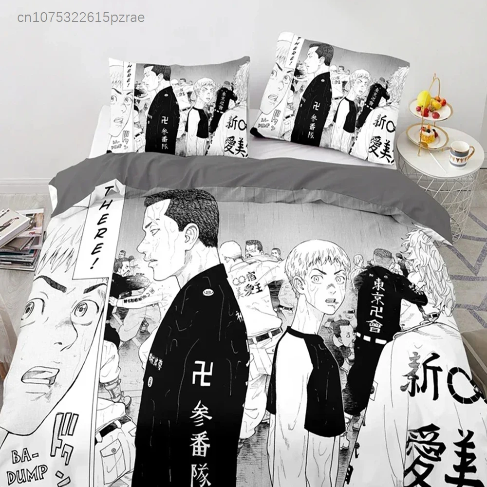 3D Print Tokyo Avengers Bedding Set Anime Manjiro Sano Duvet Cover Double Twin Full Queen King Adult Kids Quilt