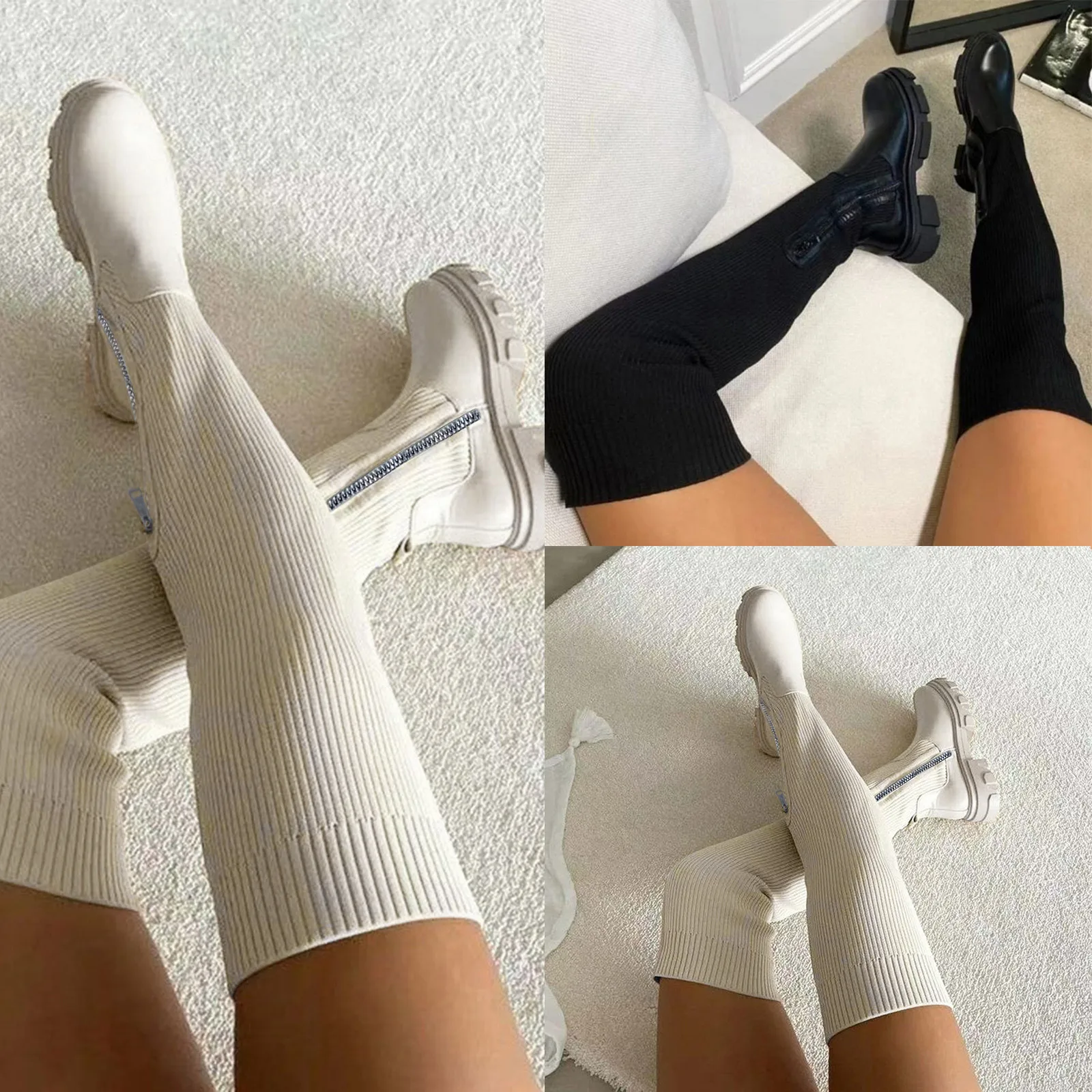 Faux Suede Boots for Women Knee High Platform High Heels Boots for Women Calf High Boots for Women Heel Thigh High Socks for