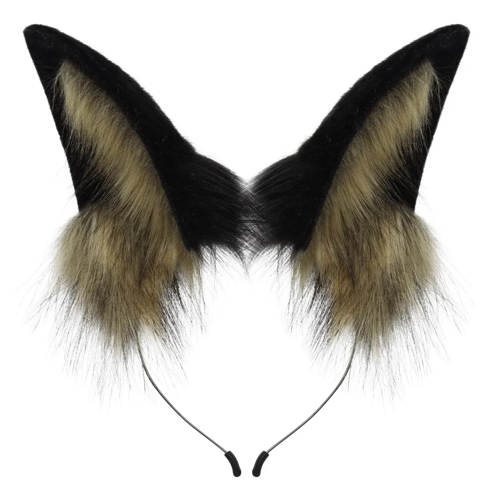 Simulation Plush Fox Animal Ear Headband Black-backed Wolf Ear Headband Cosplay Comic Show Dress Up Props Accessories