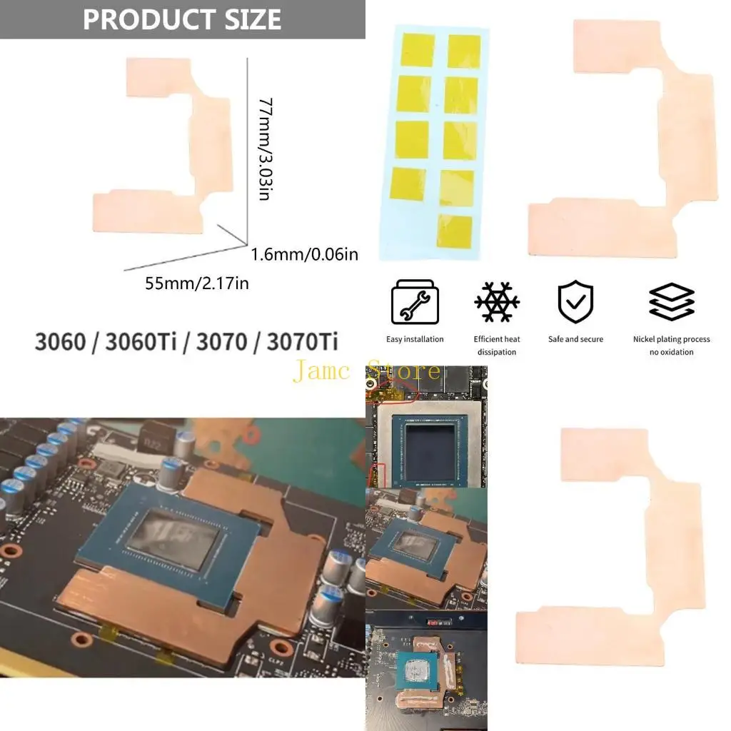 

LX0B GPU Radiator Memory Heatsink Copper Miner 3060ti 3070ti GPU Down 15-40 Degree Thermal Pad Replacement