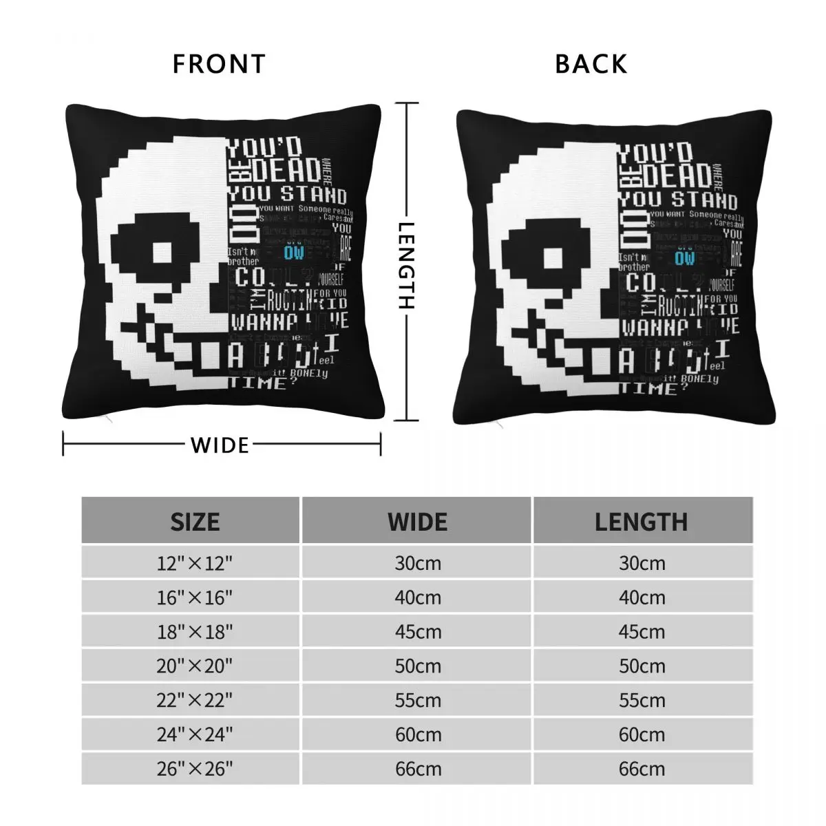 Undertale Game Sans Square Pillowcase Polyester Linen Velvet Pattern Zip Decorative Bed Cushion Case