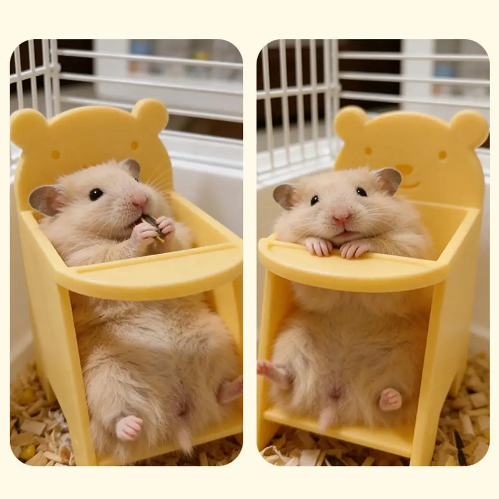 Bear Shaped Mini Chair 3d Printed Hamster Dining Chair Mini Pet Seat for Sugar Glider Small Rat Cage Furniture Decor Accessory