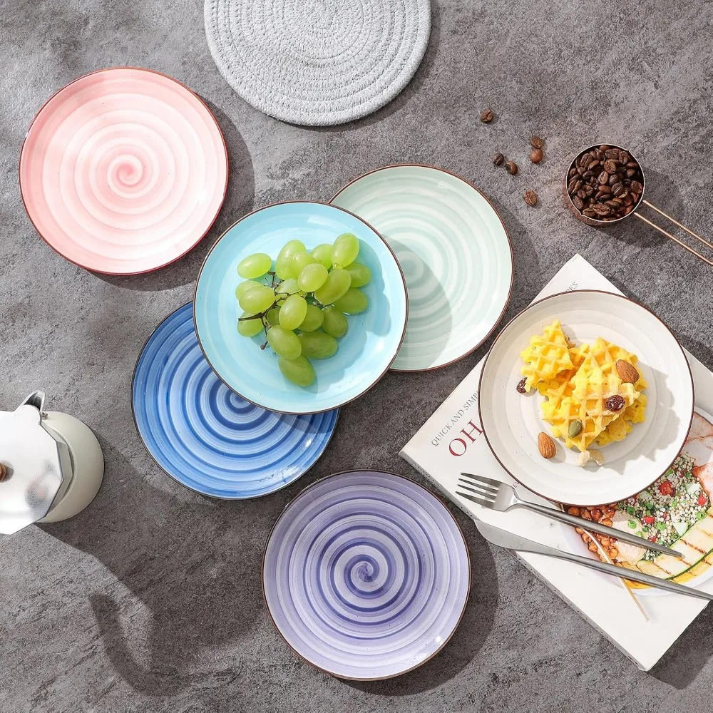 ceramic dessert plates set of 6, small salad plates 6 inch appetizer plates for kitchen, small dinner plates/dishes for cake sn