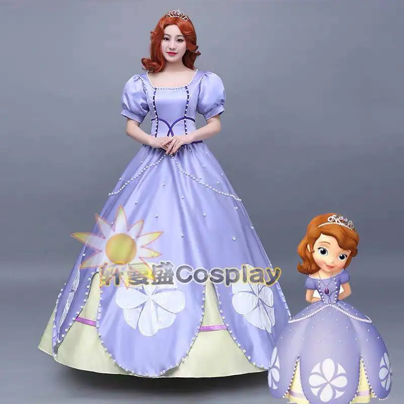 Disfraz de Princesa Sofía de Disney para Adultos, Vestido de Carnaval, Navidad, Fiesta, Actuación